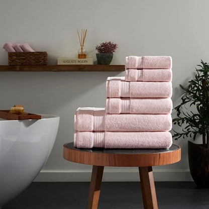 Ozdilek 6-Piece Bath Towel Set, 2 Bath, 2 Hand, 2 Wash100% Cotton Turkish Towels, 2 Bath Towels (30x60/550 GSM), 2 Hand Towels (16x30/575 GSM), 2 Washcloths (13x13/600 GSM) Towel Set (Mauve Pink) - color: Mauve