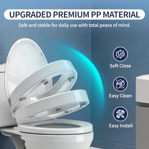 Raised Toilet Seat, Elongated 18.5", Soft Close | 2.91" elevated height, quick-release design, stable PP construction, easy installation, fits most standard elongated toilets - size: Raised Seat Only