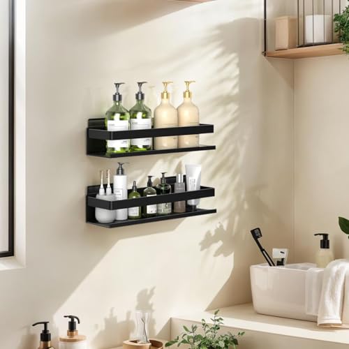 Aluminum Shower Caddy 2-Layers (11.8in) No Drill Shower Shelves | Bathroom Shower Shelf Rust-proof , No Drilling Required, Suitable for Bathroom Storage and Home Decoration - size: 2-Piece Set (11.8in, 2 Layers)