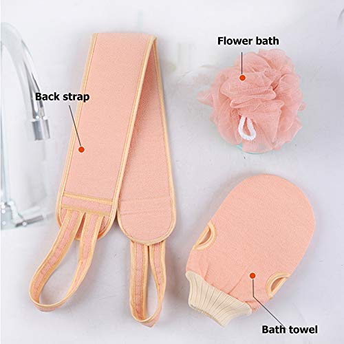 Exfoliating Towel for Body 3pcs/Set Body Cleaning Washcloth Soft Brush Home Hotel Bathroom Shower Ball Back Scrubber Set Exfoliating Skin Towel Bath Gloves Exfoliating Washcloths (Color : A) - color: A