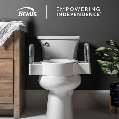 Bemis Rise 4.5" Raised Toilet Seat with Support Handles, Hinges Never Loosen, Fits Round and Elongated - style: Raised Seat with Handles