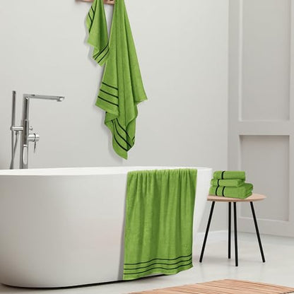 MyOwn Ultra Soft 6 Pack Cotton Towel Set, Contains 2 Bath Towels 28x55 inch, 2 Hand Towels 16x24 inch & 2 Wash Coths 12x12 inch, Ideal Everyday use, Compact & Lightweight - Kiwi Green - color: Kiwi Green, size: 6-Piece Towel Set