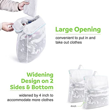 OTraki Large Mesh Laundry Bags 24x32 inch Hanging Delicates Mesh Laundry Bag with Handles Lingerie Bags Washing Machine Bag Zipper Opening,Don't Drying, Melting 140-176℉,White | Mesh Laundry Bag with Handles Washing Machine Bag Zipper Opening,Don't Drying