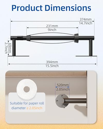 RUACQ Paper Towel Holder Under Cabinet, One Hand Tearing Paper Towel Holder with Damping Effect, Wall Mount & Adhesive Stainless Steel Paper Roll Holder for Kitchen Bathroom (Matte Black) - color: Matte Black, size: One Hand Tear - Oval