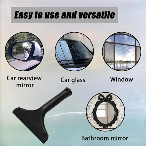 Black Small Silicone Squeegee with Handle & Hanging Hole, 5.9" | Shower Squeegee, Water Blade Squeegees for Glass Door, Window, Car Windshield, Bathroom Mirror, Kitchen Countertop(All Black) - color: All Black