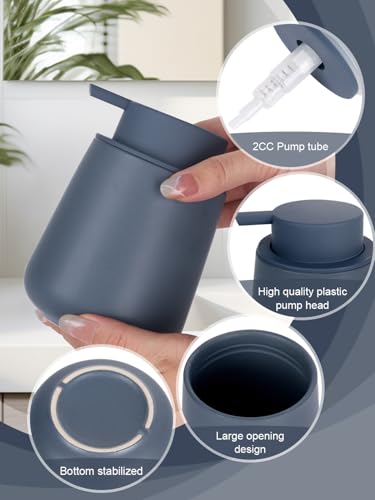 INGOFIN Ceramic Lotion Dispenser - 12oz Refillable Liquid Hand Soap Dispenser Bathroom, Modern Dish Soap Dispenser with Pump for Kitchen, Matte Blue - color: Blue