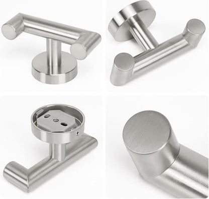 NearMoon Bathroom Double Towel Hook- SUS304 Stainless Steel Robe Towel Holder, Heavy Duty Double Coat Hook for Bathroom Livingroom Kitchen Wall Mounted (Brushed Nickel-U, 4 Pack) - style: Brushed Nickel-U