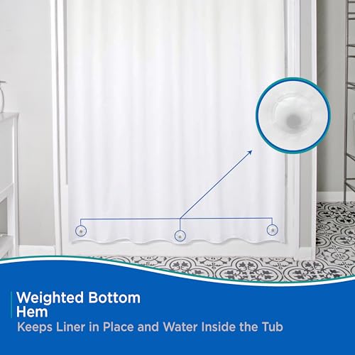 Kenney KN61469 Medium Weight 5 Gauge Extra Long Waterproof PEVA Shower Curtain Liner with Rust-Resistant Metal Grommets and Weighted Magnetic Hem for Bathroom, 70" W x 78" H, White - color: White, size: 70"W x 78"L (Pack of 1)