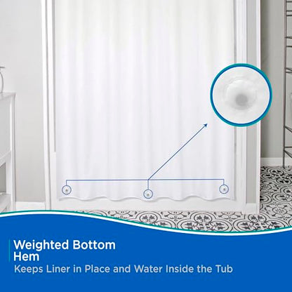 Kenney KN61469 Medium Weight 5 Gauge Extra Long Waterproof PEVA Shower Curtain Liner with Rust-Resistant Metal Grommets and Weighted Magnetic Hem for Bathroom, 70" W x 78" H, White - color: White, size: 70"W x 78"L (Pack of 1)