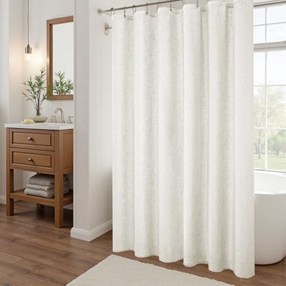 KOUFALL Extra Long Shower Curtains 84 Inch Length for Bathroom Waterproof XLong Duck Cloth Rustic Fabric Elegante Linen Shower Curtain Liner Set with Hooks - color: Natural, size: 72"W x 84"L (Pack of 1)