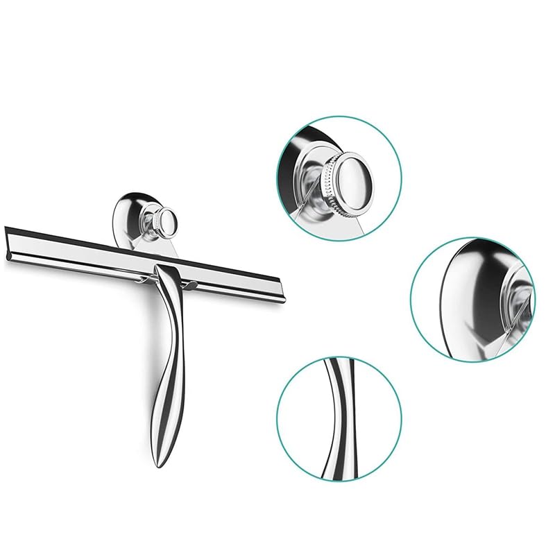 Window cleanerwindow Squeegee Glass cleaningExtra Wide 30.5 Cm Shower Squeegee Stainless Steel with Silicone Lip Shower Squeegee with Suction Cup Holder