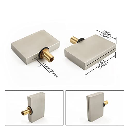 SKOWLL Wall Mount Bathroom Sink Faucet 3 Hole, 2 Handle Widespread Vanity Faucets, Waterfall Tub Filler, Solid Brass Rough in Valve, Brushed Nickel - color: Brushed Nickel