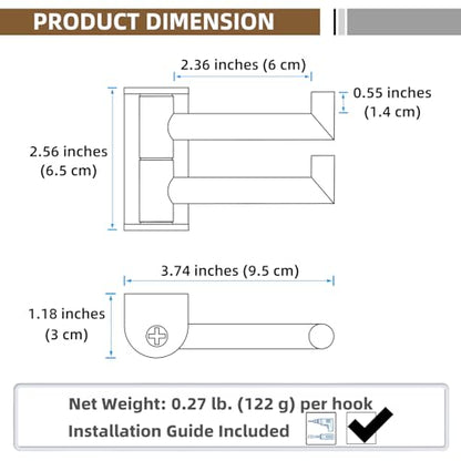 Swivel Wall Hooks with 2 Arm, 2 Pack, Polished Chrome, Wall Mounted | Rust-resistant 304 Stainless Steel, Double Towel Hooks for Bathroom Kitchen closet, Flexible 180° Swivel, Heavy-duty 11 lbs - color: Polished Chrome, size: 2 Pack