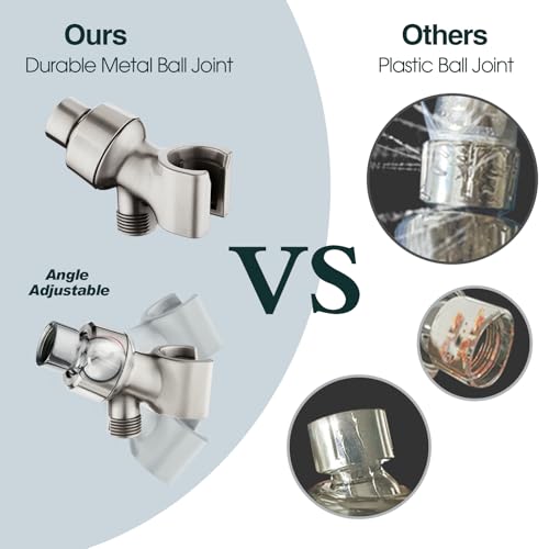 BRIGHT SHOWERS 9 Spray Settings Shower Head with Handheld High Pressure Brushed Nickel Hand Held Showerhead with 60 Inch Stainless Steel Hose and Adjustable Overhead Bracket - color: Brushed Nickel, size: 2.5 Gallon Per Minute