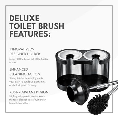 ToiletTree Products Modern Deluxe Freestanding Toilet Brush and Plunger Combo - 5.5" x 9.5" x 18.5" (2 Pack) - style: Combo 2 Pack