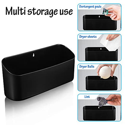Picowe Magnetic Laundry Storage, Large Lint Holder Bin for Laundry Room, Space-Saving Trash Container Hanging on Dryer, Washer or Wall Mount Trash Bin (Black) - size: L+ M - Black