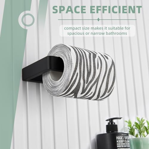 Angle Simple Toilet Paper Holder Matte Black, Bathroom Paper Roll Holder | SUS304 Stainless Steel Tissue Hanger Dispenser for Restroom, Screw Wall Mount - color: Matte Black