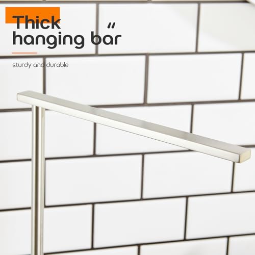 Standing Towel Rack Brushed Nickel 1-Tier Towel Bar for Bathroom Vanity Countertop with Heavy Marble Base Thicken Steady, Stainless Steel AN7002BR - color: Brushed Nickel, size: 1-Bar