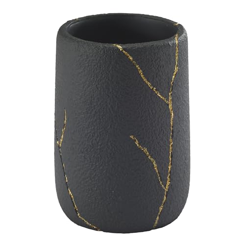 Nicole Miller - Tumbler, Resin Countertop Accessories, Dorm Room Essentials (Sydney Collection, Black/Gold) - size: Tumbler