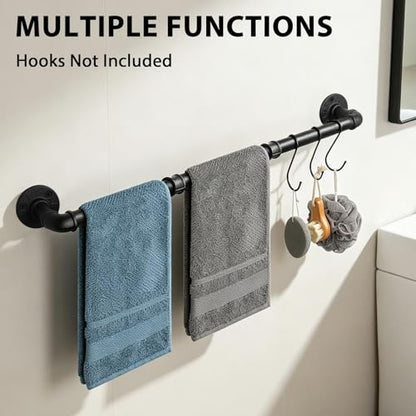 Industrial Pipe Towel Rack Towel Bar, Heavy Duty Wall Mounted Rustic Farmhouse Bath Towel Holder for Bathroom (Black, 42 inch) - color: Black, size: 42 inch