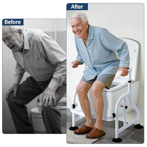 Neoaider Toilet Safety Rails with Adjustable Handrails, 300 Lbs Weight Capacity Toilet Rails, Toilet Safety Frames & Rails for the Elderly, Pregnant Women, Patients
