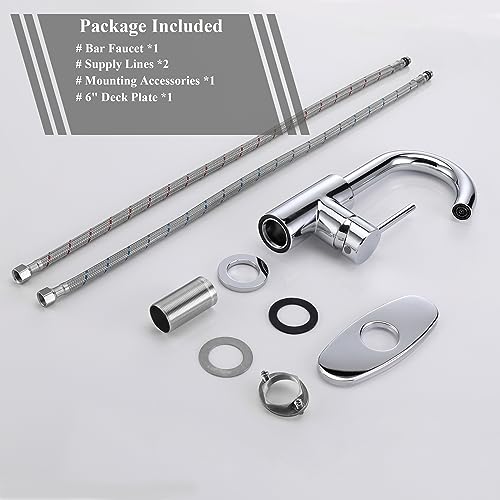 Chrome Bar Sink Faucet, Single Handle Single Hole Prep Sink Faucet, Lead-Free Stainless Steel with cUPC Certified Supply Lines, for Kitchen Bar RV Bathroom JU1100-CP - color: Chrome
