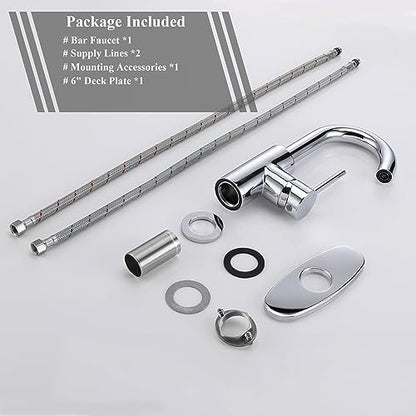 Chrome Bar Sink Faucet, Single Handle Single Hole Prep Sink Faucet, Lead-Free Stainless Steel with cUPC Certified Supply Lines, for Kitchen Bar RV Bathroom JU1100-CP - color: Chrome