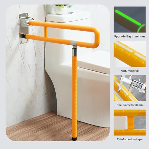 Toilet Grab Bar 24 Inch, Foldable Toilet Grab, Foldable Toilet Grab Bar with Particle Texture, Stainless Steel Knurled Handicap Safety Handrails for Disabled Elderly Pregnant White - color: White