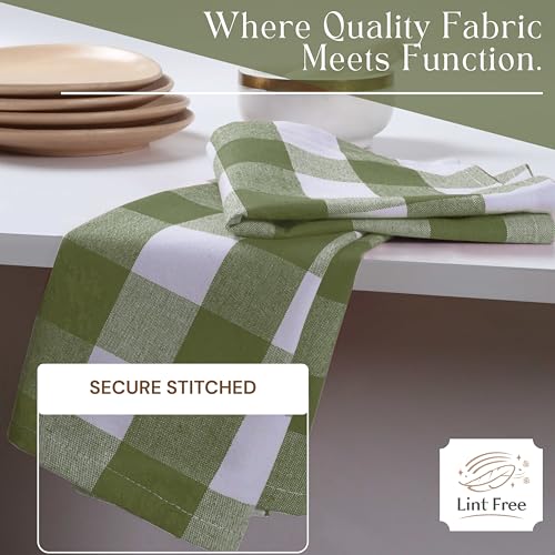 Mint Green and White 12 Pack Buffalo Check Kitchen Towels, 16x26 Inches, 100% Cotton Dish Cloths, Reusable Hand Towels for Drying Glassware, Cleaning Spills, Farmhouse Plaid Towel - color: Mint Green, size: 16 X 26 - 12 Pack