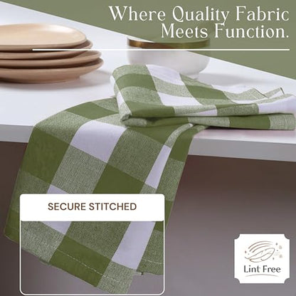 Mint Green and White 12 Pack Buffalo Check Kitchen Towels, 16x26 Inches, 100% Cotton Dish Cloths, Reusable Hand Towels for Drying Glassware, Cleaning Spills, Farmhouse Plaid Towel - color: Mint Green, size: 16 X 26 - 12 Pack