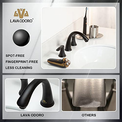 Bathroom Faucet for Sink 3 Hole, Matte Black, BF405-MB | 8 inch Widespread Bathroom Faucet 2 Handle Bathroom Sink Faucet for Vanity with Drain Assembly Supply line, Matte Black - color: Black