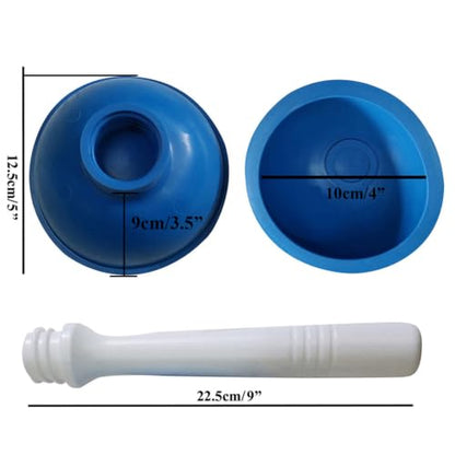 NewFerU Drain Plunger, Small 4-Inch Sink Clog Remover, Mini Hand Unclogger | Rubber Cup Plumber Helper, Force Tiny Compact Tool with 9 inch Short Handle for Kitchen Bathroom, Toilet, Shower, Bath Tub - color: Blue