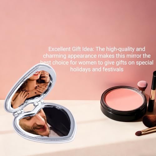 Portable Makeup Mirror Double-Sided - 1 Pcs Daily Beauty Tool, Purse Accessory - color: Heart