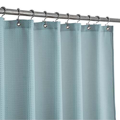 Barossa Design Waffle Weave Stall Shower Curtain Fabric 36 x 72 Inch, Blue | Hotel Luxury Spa, 230 GSM Thick Fabric, Water Repellent, Machine Washable, 36W x 72H for Bathroom Stall - color: Fog Blue, size: 36"W x 72"L (Pack of 1)
