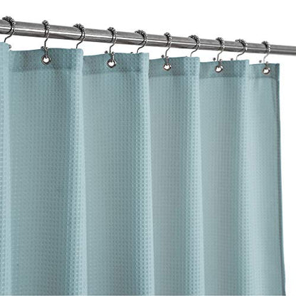 Barossa Design Waffle Weave Stall Shower Curtain Fabric 36 x 72 Inch, Blue | Hotel Luxury Spa, 230 GSM Thick Fabric, Water Repellent, Machine Washable, 36W x 72H for Bathroom Stall - color: Fog Blue, size: 36"W x 72"L (Pack of 1)