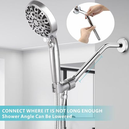 Shower Extension Arm, Solid Stainless Steel Shower Pipe Extension with Teflon Tape and Washer, For Lowering or Extending Showerhead (6 Inch, Chrome) - color: Chrome, style: 6 Inch