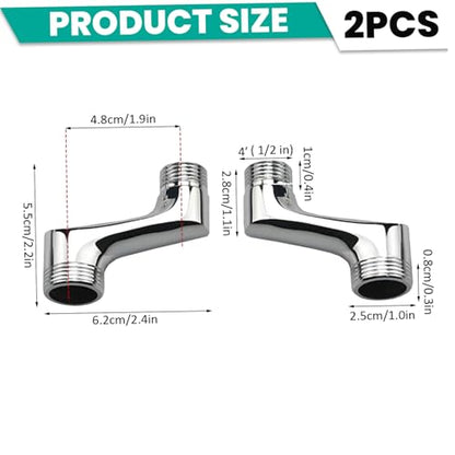 2Pcs Shower Head Adapter, Brass Shower Head Extender, Adjustable Swivel Arm, 1/2 3/4 Offset Connection, Excentric Toilet Connection Extender