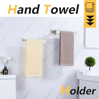 LANC Bathroom Hand Towel Holder 2 Pack Left and Right Side Brushed Nickel Hand Towel Bar 2 Pack 10 Inche Square Towel Ring for Kitchen Cabinet Wall Mount Towel Rack Hanger,A8806BN-LRP2 - color: Brushed Nickel, size: Left & Right