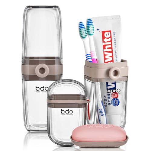 VITVITI Gray Toothbrush Travel Case, Portable Leakproof Travel Soap Container Dish Tray, 7.88 inch Toothpaste Toothbrush Holder with Cover for Trip/Bathroom/Camping - color: Clear