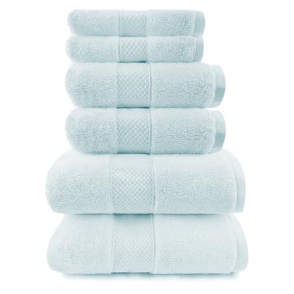 Maisonette Loft Egyptian Cotton Turkish Bathroom Towels Set, Soft & Absorbent, Ideal Quick Dry Luxury Hand & Large Bath Towels, Washcloths (6 Pack), Sea Glass - color: Seaglass, style: Bath Towel Set - 6 Piece