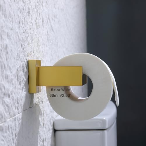 TASTOS Toilet Paper Holder Brushed Gold, Toilet Tissue Roll Holders Dispenser and Hangers Wall Mounted for Bathroom & Kitchen, Stainless Steel Modern Square Style - color: Brushed Gold, size: Square (1 pack)
