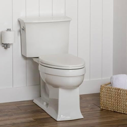Bemis Alesio Slow Close Toilet Seat, Sleek Chrome Hinges and Adjustable Perfect Fit Wood Seat, Made in USA, Round, White - color: White & Chrome, size: Round