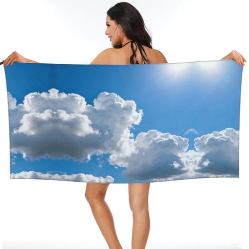 Clouds and Blue Sky Quick Dry Bath Towels - Super Soft Bath Towels for Home, Spa, Gym, Travel - color: Clouds and Blue Sky, size: 27.5"x55"