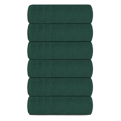 6 Piece Hand Towels Set 16 x 28 Inches, Hunter Green | 100% Cotton, Lighter Weight, Quick to Dry, 16 x 28 Inches, Super Soft & Absorbent, Perfect for Bathroom & Kitchen - color: Hunter Green