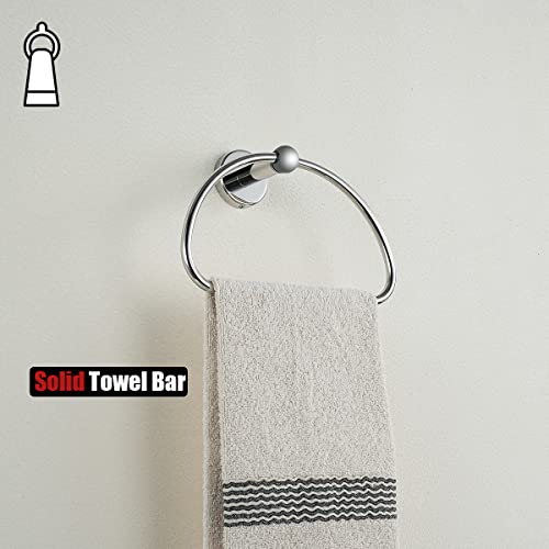 JQK Chrome Towel Ring, Stainless Steel Half Ring Towel Holder for Bathroom, 7 Inch Polished Chrome Wall Mount, TR160-CH - color: Chrome
