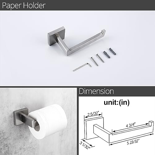 BAGNOLUX Bathroom Hardware Set 4 Pieces, Bath Towel Holder Set SUS304 Stainless Steel, Towel Bar Rack Set for Wall Mounted, Square Bathroom Accessories Set Fixture Heavy Duty Brushed Nickel - color: Brushed Nickel