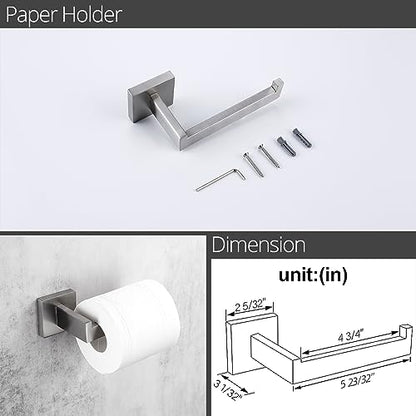 BAGNOLUX Bathroom Hardware Set 4 Pieces, Bath Towel Holder Set SUS304 Stainless Steel, Towel Bar Rack Set for Wall Mounted, Square Bathroom Accessories Set Fixture Heavy Duty Brushed Nickel - color: Brushed Nickel