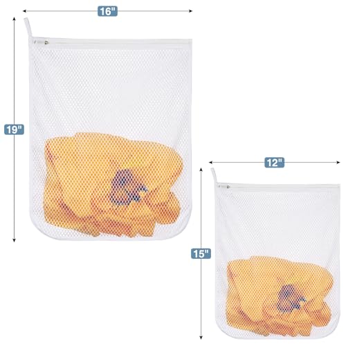 3 pcs Durable Honeycomb Mesh Laundry Bags for Delicates 16" x 19" (2 Large) 12" x 15" (1 Medium) - size: 2 Large X 1 Medium