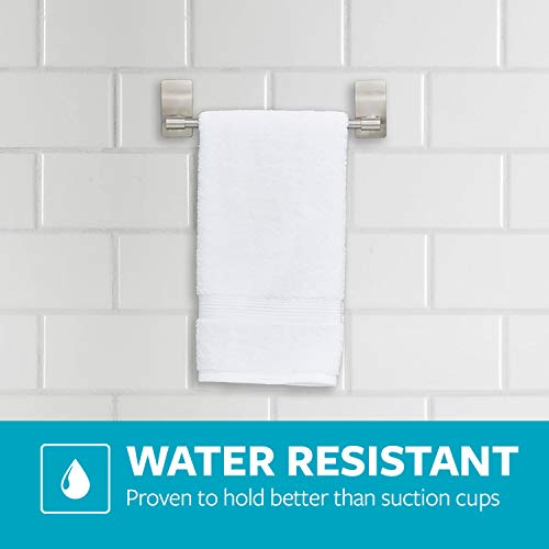 Command Hand Towel Bar Satin Nickel with 4 Water Resistant Command Strips, 9" Hand Towel Holder, Holds up to 3 lb, Great for Bathroom Décor on the Wall, Inside the Cabinet, or in the Shower - size: 1