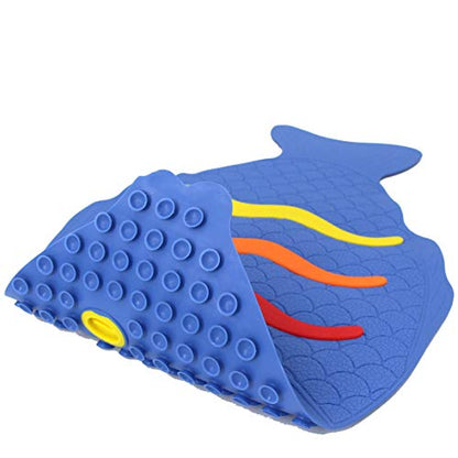 SafeLand Patented Non-Slip Bath, Tub, Baby Mat, TPR Material, Eco-Friendly, Non-PVC, Color Combo, Machine Washable, No-Odor, with Powerful Gripping Suction Cups, Rainbow Fish (16"x27") - color: Fish